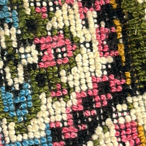 Vintage Petit Point Tapestry Style Purse Needlepoint Kiss Lock Clutch Handbag - Picture 6 of 9